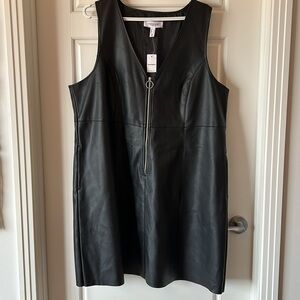NWT Addition Elle black faux leather mini dress with pockets